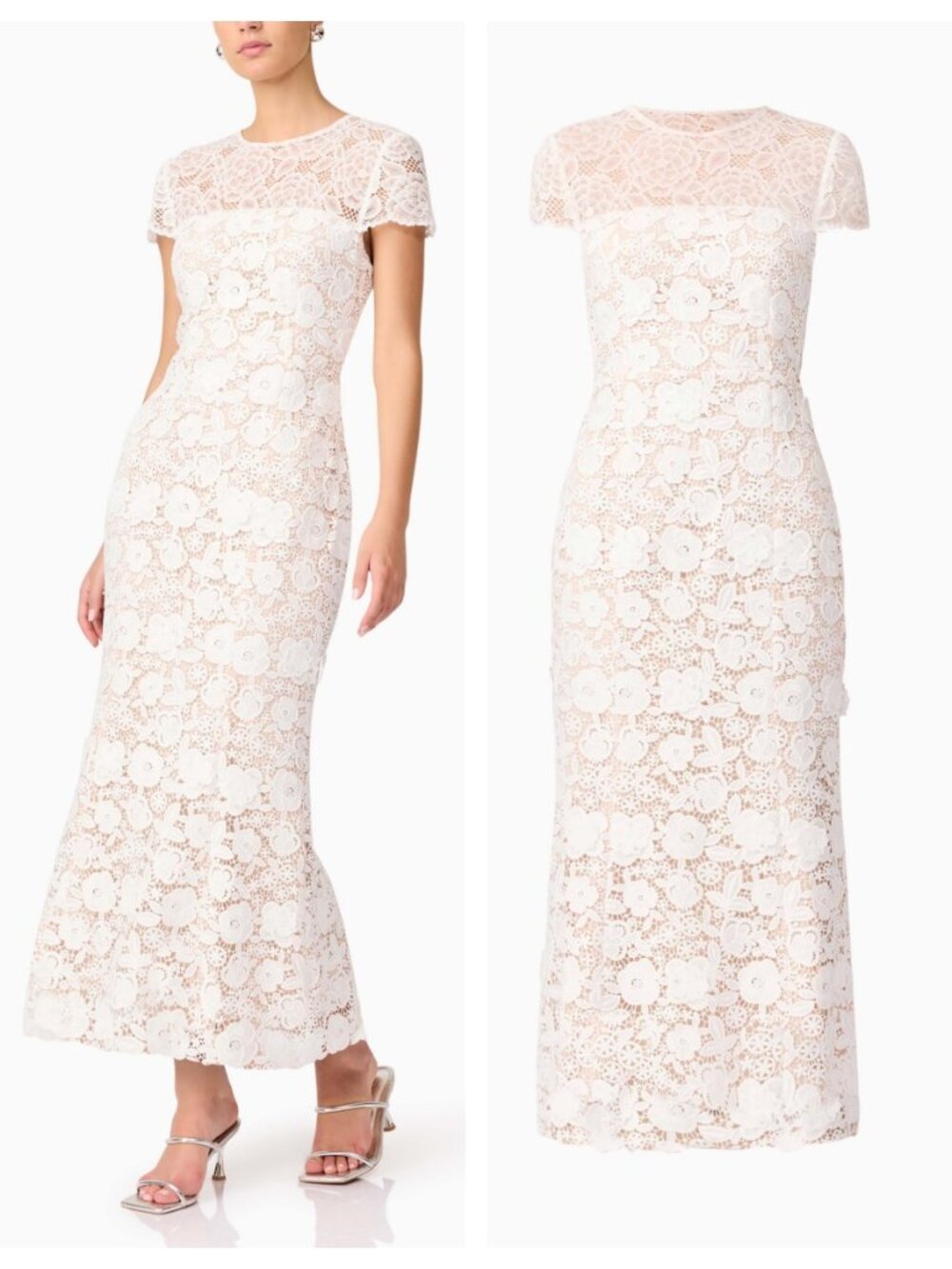 Elliatt Margot Lace Long Dress in White/Nude